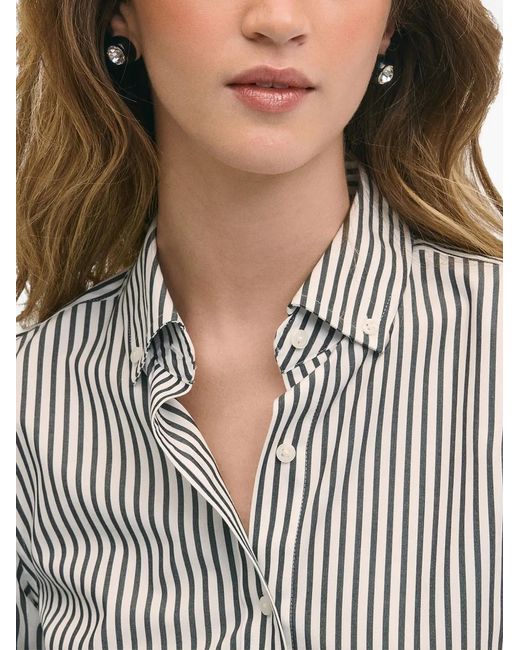 Brooks Brothers Gray Chemise Rayée À Col Boutonné