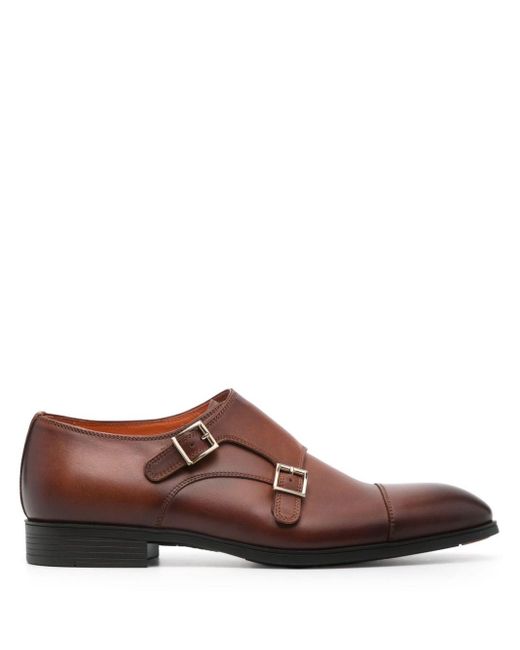 Santoni Brown Ombré-Effect Monk Shoes for men