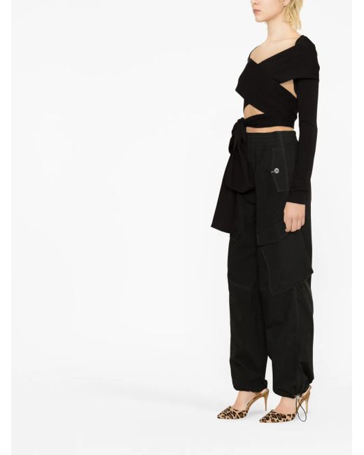 Dolce & Gabbana Black Wrap Top With Cut-Out Design