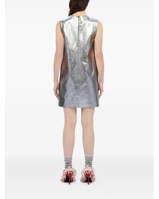MSGM Gray Crew-Neck Sleeveless Mini Dress