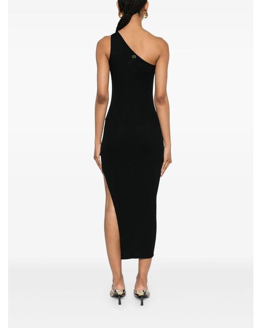 Twinset Black Ribbed-Knit Midi Dress