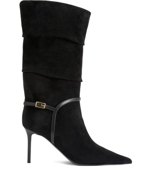 Giuseppe Zanotti Black 85Mm Secret Pleated Suede Boots