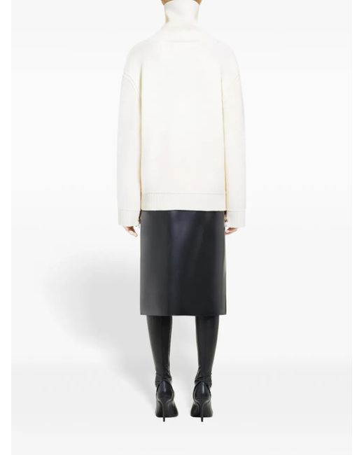 Courreges White Oversized Mock-Neck Sweater