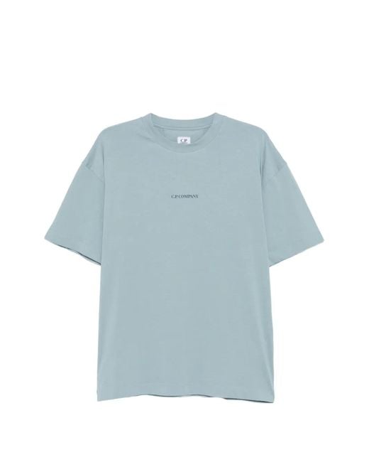 C P Company Blue Short Sleeve Cotton T-Shirt for men