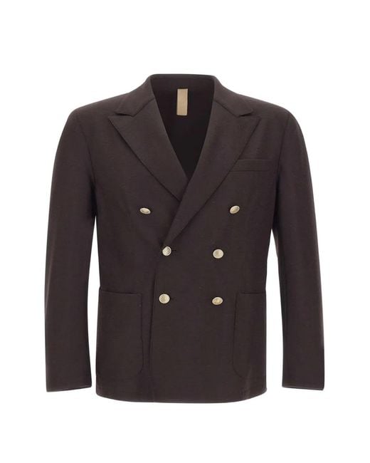 Eleventy Black Double-Breasted Peak-Lapel Blazer for men