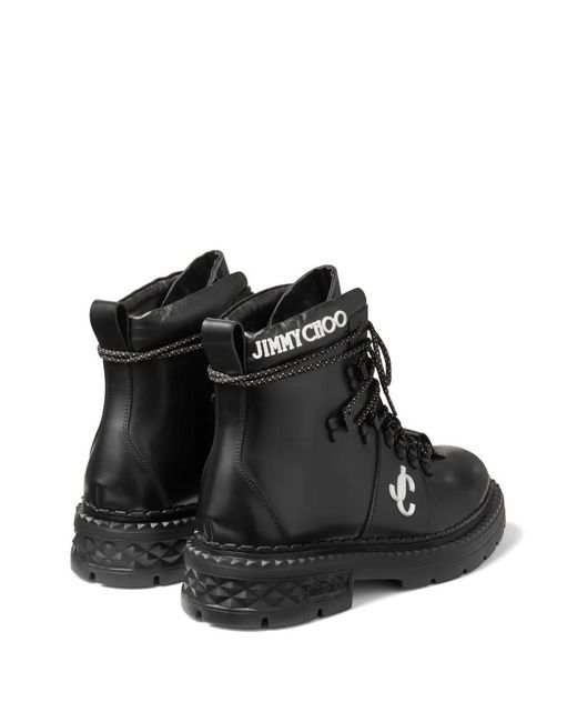 Jimmy Choo Black Marlow Monogram Hiking Boots for men