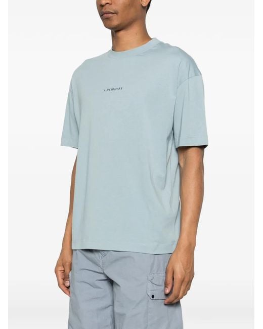 C P Company Blue Short Sleeve Cotton T-Shirt for men