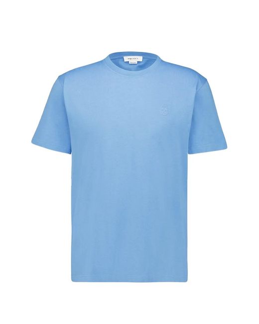 McQueen Blue Embossed Cotton T-Shirt for men