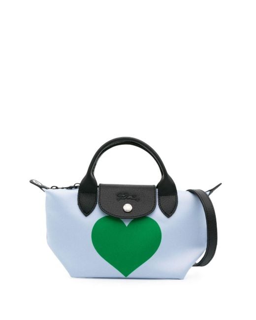 Longchamp Green Le Pliage Heart-print Mini Bag