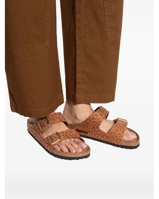Birkenstock Brown Arizona Animal-Print Buckle Sandals