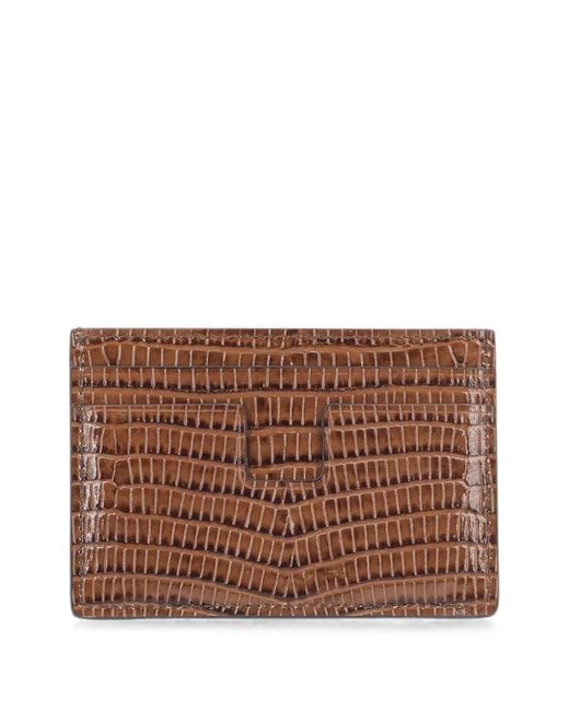 Tom Ford Brown Printed Tejus T Line Classic Card Holder for men