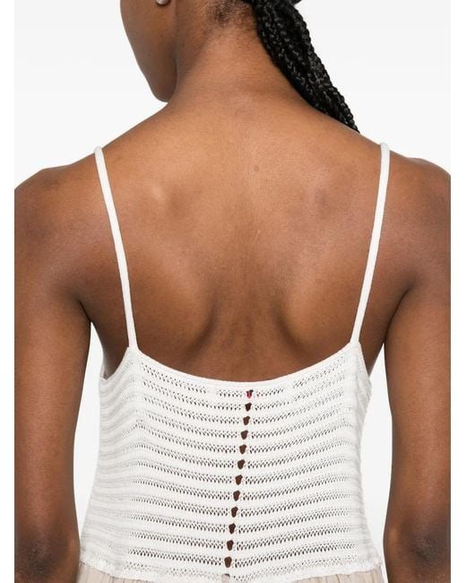 Jucca White Crochet-Knit Panelled Maxi Dress