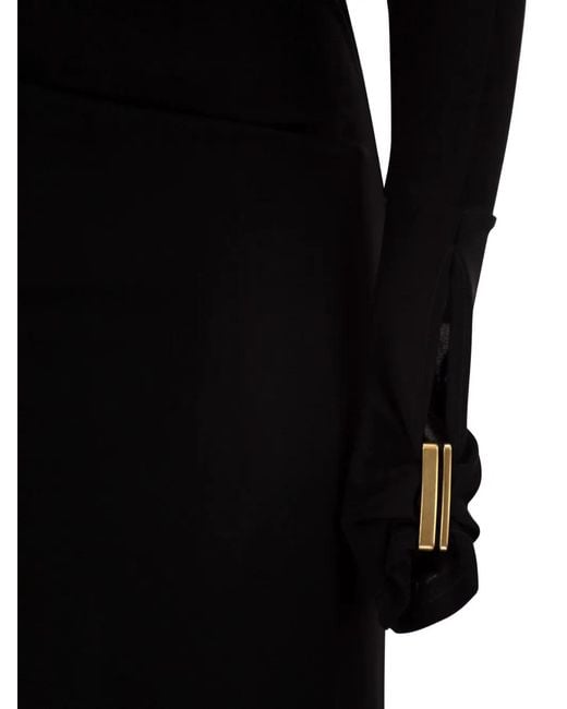 Max Mara Black Draped Midi Dress