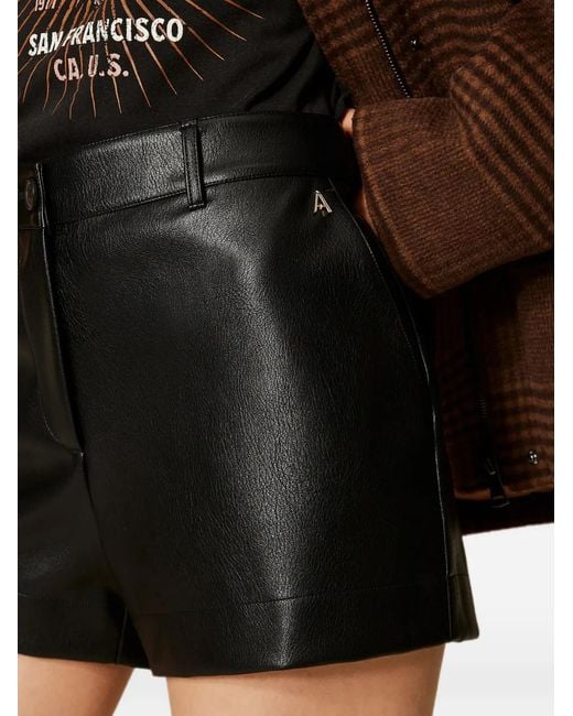 Twinset Black Faux-Leather Shorts