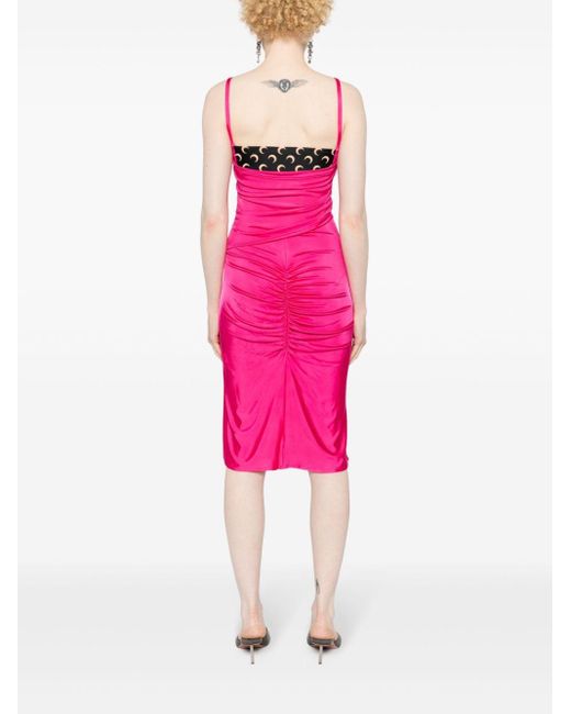 MARINE SERRE Pink Draped Midi Dress