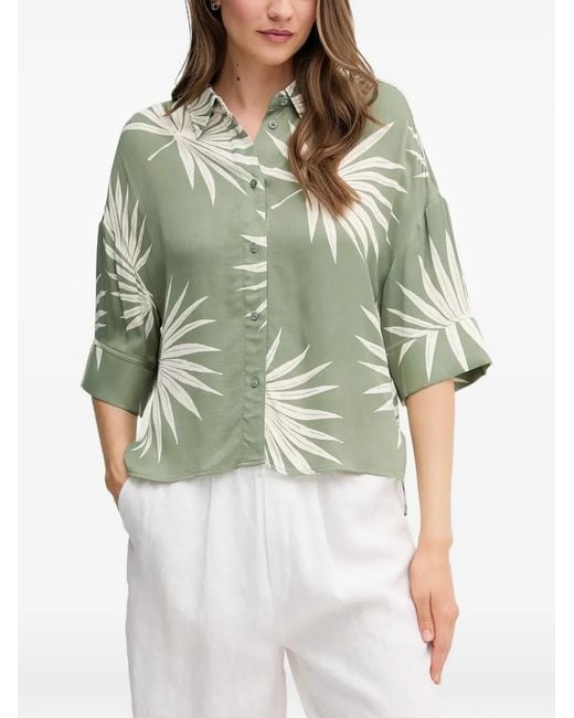 Ouí Green Leaf Print Shirt