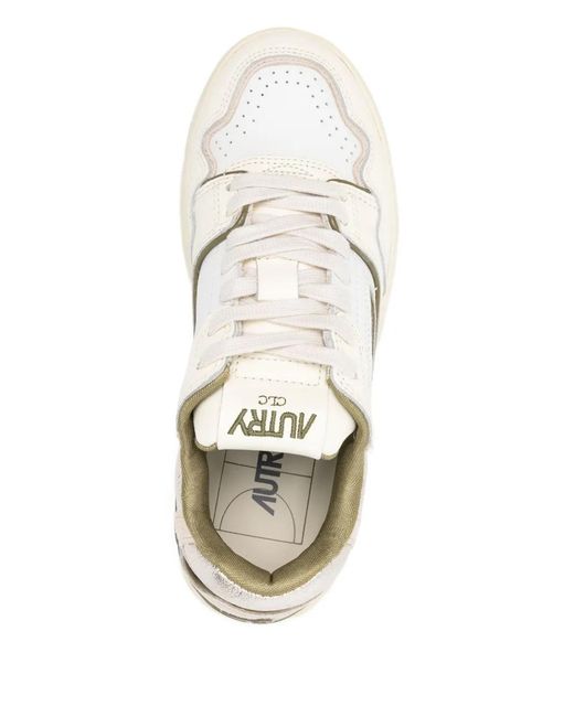 Autry White Lizard Panelled Trainers