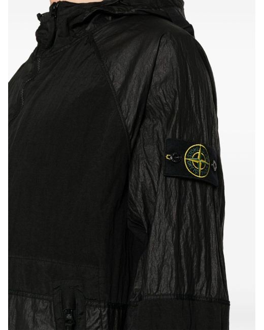 Stone Island Black Compass-badge Crinkled Jacket for men