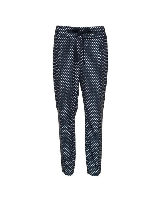 Weekend by Maxmara Blue Polka-Dot Tie-Waist Trousers