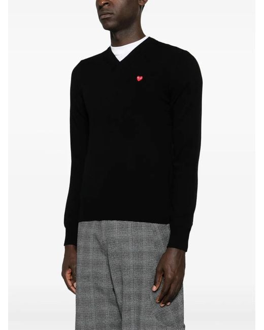 COMME DES GARÇONS PLAY Black Logo-Patch Wool Jumper for men