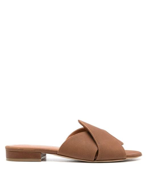 Via Roma 15 Brown Twisted-straps Leather Slides