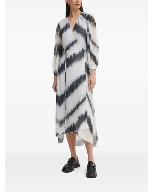 Bruuns Bazaar White Noriel Tie-Dye-Pattern Wrap Midi Dress
