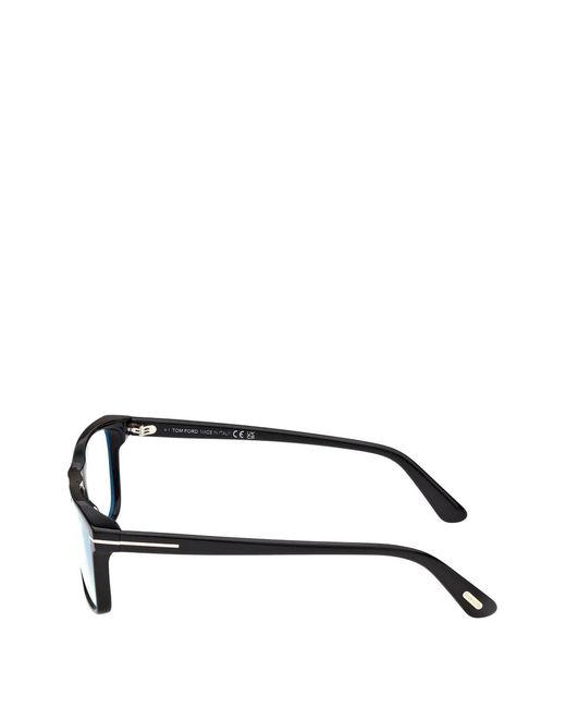 Tom Ford Black T-Logo Rectangle-Frame Glasses for men