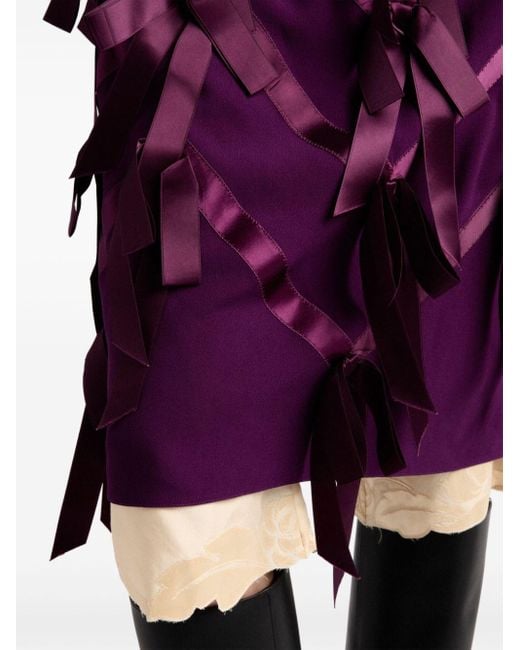 Prada Purple Sablé Bow-Embellished Dress