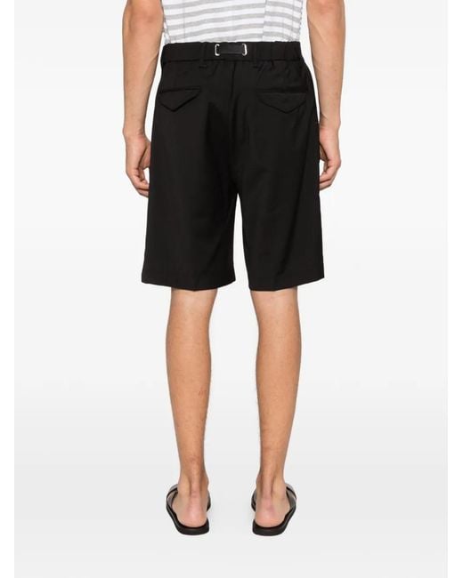 White Sand Black Pleated Shorts for men