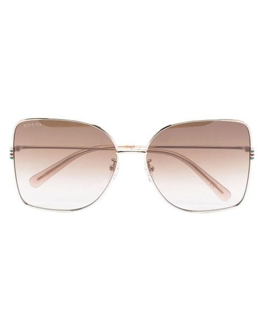 Gucci Natural Oversized Square-Frame Sunglasses