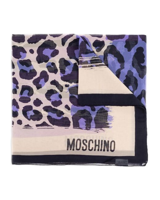 Moschino レオパード スカーフ Blue