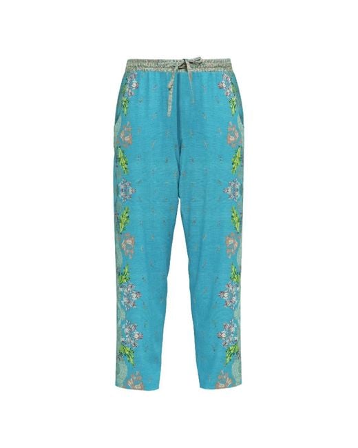 Pierre Louis Mascia Blue Aloe Floral Trousers