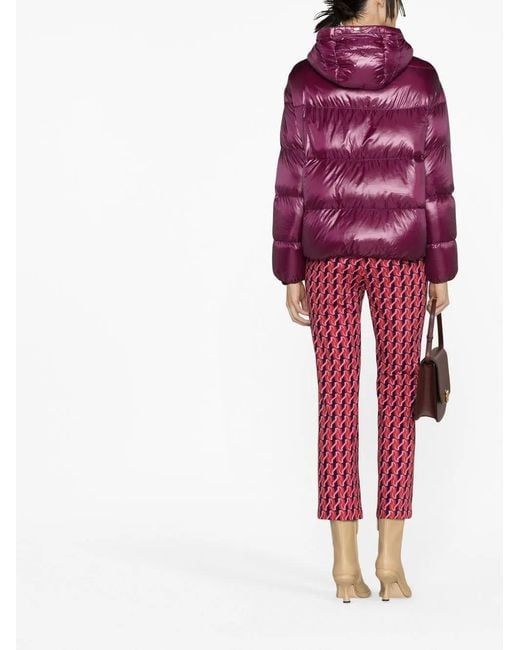 Herno Purple Quilted Hooded Puffer Jacket