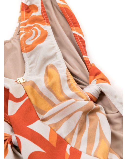 Adriana Degreas Orange Swirl-print High-cut Swimsuit