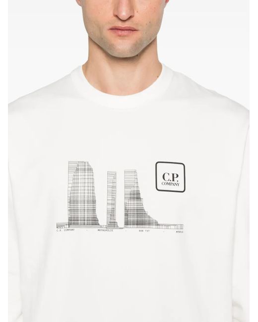 Sudadera con logo estampado C P Company de hombre de color White
