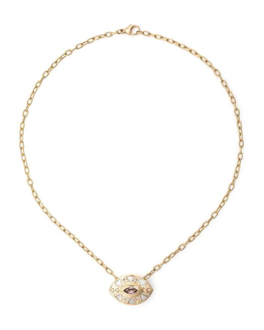 Harwell Godfrey Natural 18kt Yellow Gold Cleopatra's Eye Diamond Pendant Necklace