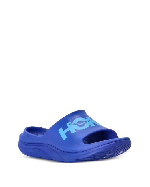 Hoka One One Blue Logo-Motif Slides