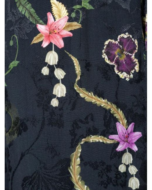 Agua Bendita Blue Memoria Tesoro Floral-Print Flared Trousers