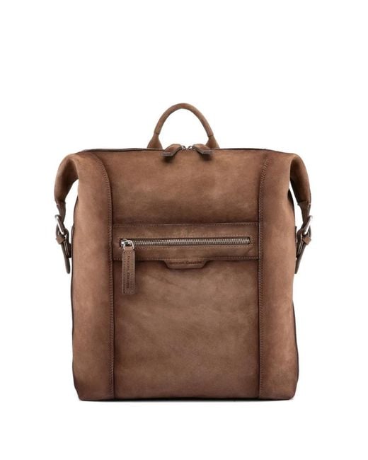 Officine Creative Brown Sac À Dos Jules 005 En Cuir for men