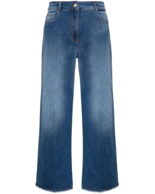 Peserico Cropped Jeans Met Wijde Pijpen in het Blue