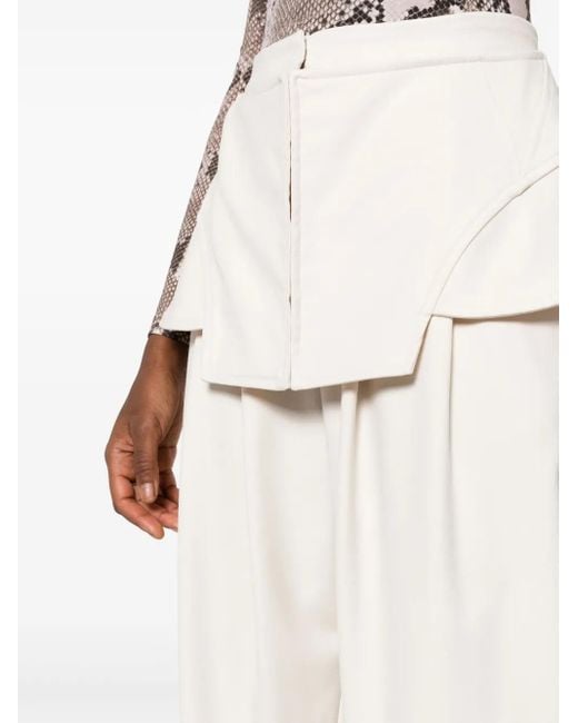 ANDREADAMO White Corset-Detail Straight-Leg Trousers