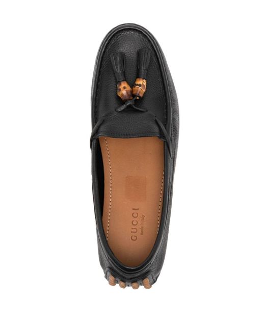 Gucci Black Tassel-detail Leather Loafers