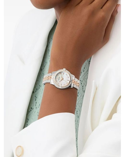 Guess White Round-Case 32Mm Watch
