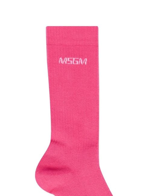 MSGM Pink Logo Socks for men
