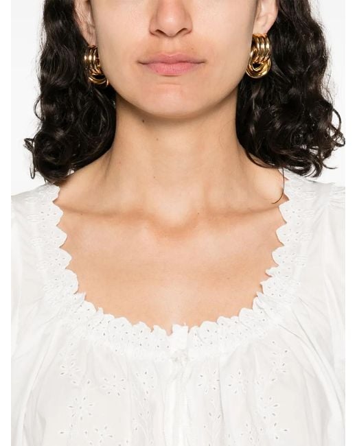 Doen White Nera Ruffled Blouse