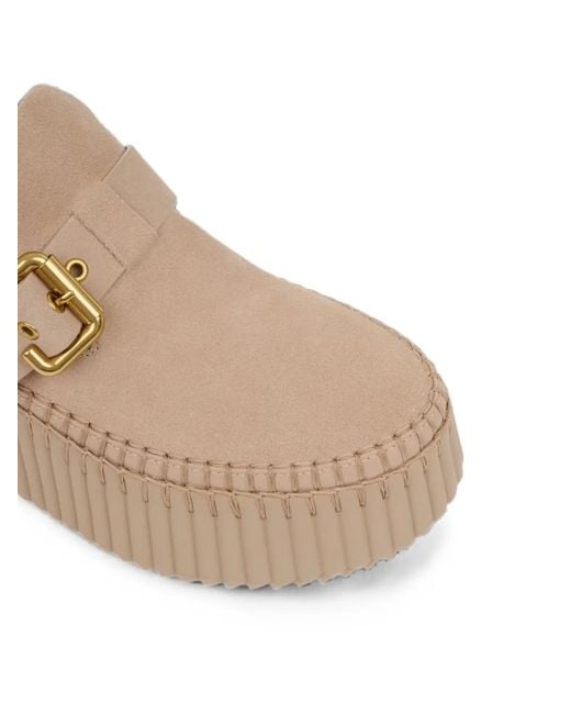 Chloé Natural Nama Wedge Mules