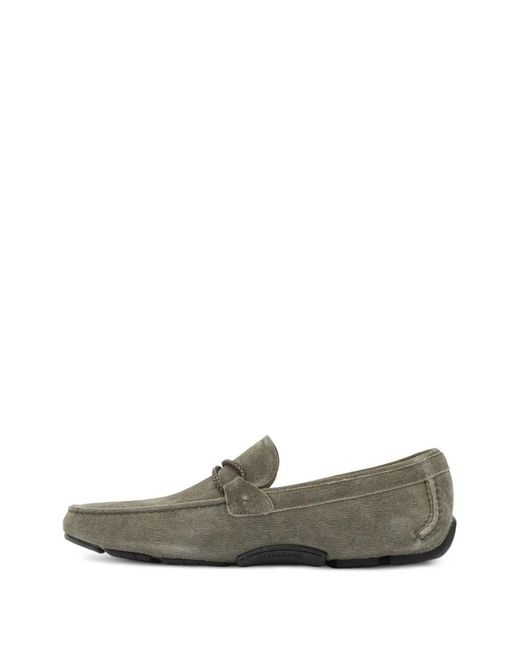 Ferragamo Gray Gancini Driver Ornament Moccasin for men