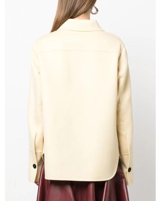 Jil Sander Natural Buttoned-Up Cashmere Shirt Jacket