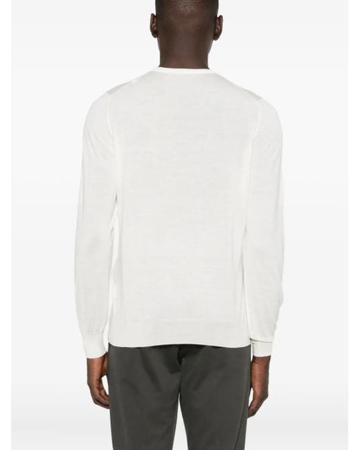 Fileria White Crew-Neck Wool Sweater for men
