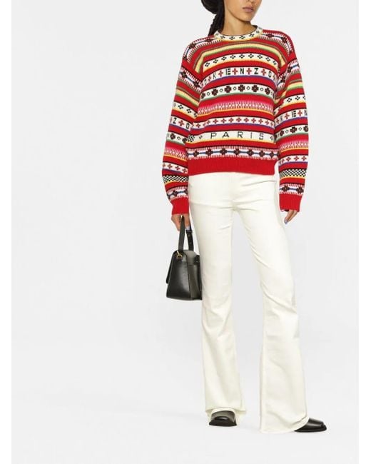 KENZO Red Pullover Fair Isle